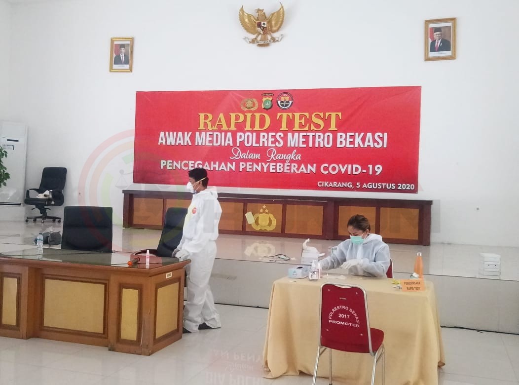 LensaHukum.co.id - IMG 20200805 WA0010 - Rapid Tes Kepada Awak Media Oleh Polres Metro Bekasi Dan Dinkes Kabupaten Bekasi