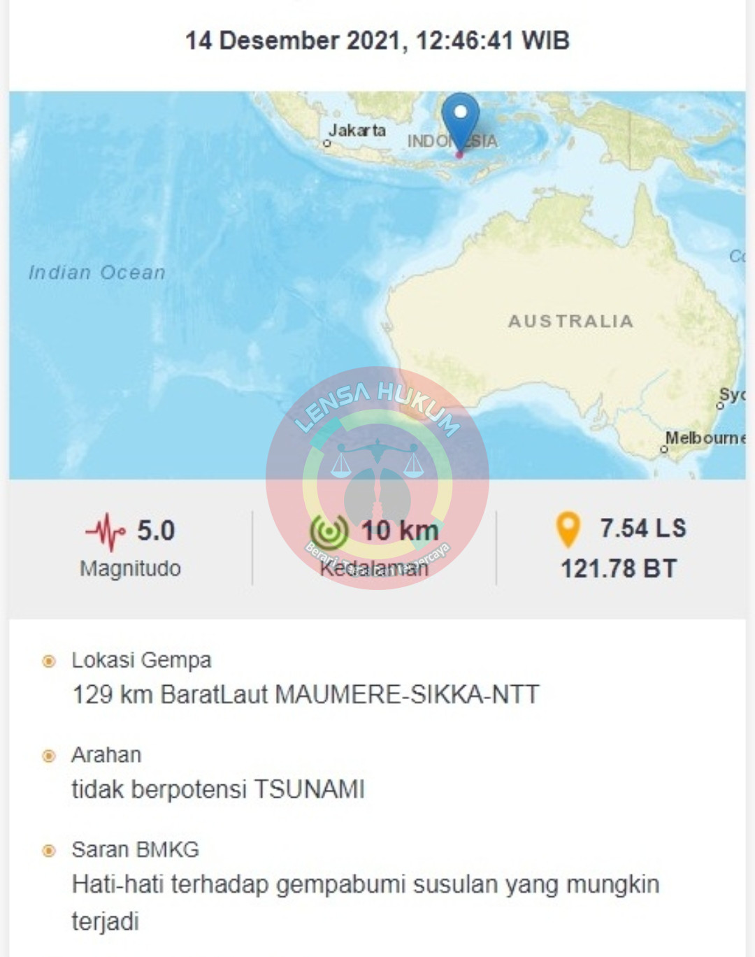 LensaHukum.co.id - Screenshot 20211214 190052 WhatsApp - Gempa Magnitudo 7,5 Mengguncang Perairan Laut Larantuka NTT