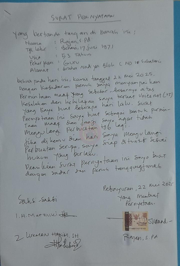 LensaHukum.co.id - Screenshot 20250522 162904 Gallery - Guru Al watoniyah Rajan,Spd Minta Maaf Atas Ucapan Pelecehan Terhadap Profesi Wartawan